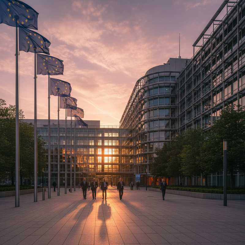 EU-vlaggen voor het Berlaymont-gebouw van de Europese Commissie in Brussel