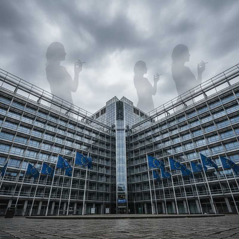 Europese Commissie gebouw in Brussel met EU vlaggen