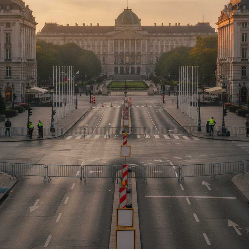 Verkeersafsluitingen en politiebarricades in het centrum van Brussel voor Nationale Feestdag 21 juli